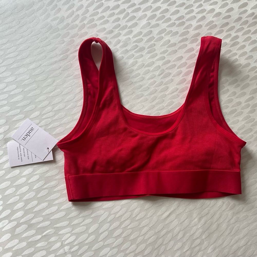 Auden Cotton Stretch Scoop Bralette - Red S